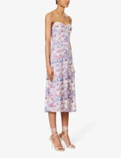 Juliette Sweetheart-neck Floral-print Woven Dress -Reis Clothing Shop R04203304 MORNINGDEW ALT02