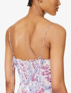 Juliette Sweetheart-neck Floral-print Woven Dress -Reis Clothing Shop R04203304 MORNINGDEW ALT04