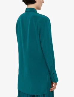 Joseph Bold Relaxed-fit Silk-crepe Shirt -Reis Clothing Shop R04203797 DARKTEAL ALT03