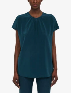 Joseph Broca Gathered Silk Blouse -Reis Clothing Shop R04203807 DARKTEAL ALT02