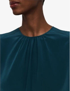Joseph Broca Gathered Silk Blouse -Reis Clothing Shop R04203807 DARKTEAL ALT04