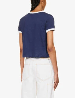 Vendome Logo-print Cropped Cotton T-shirt -Reis Clothing Shop R04204997 NAVY ALT03