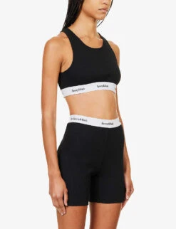 Serif Logo-underband Stretch-cotton Bralette -Reis Clothing Shop R04205007 BLACK ALT02