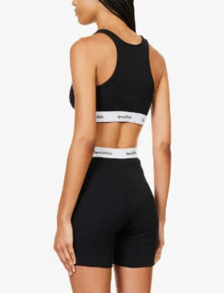 Serif Logo-underband Stretch-cotton Bralette -Reis Clothing Shop R04205007 BLACK ALT03