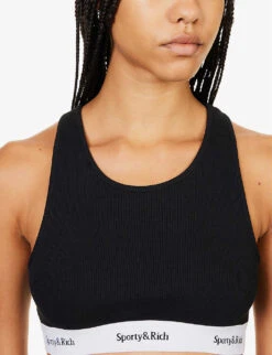 Serif Logo-underband Stretch-cotton Bralette -Reis Clothing Shop R04205007 BLACK ALT04