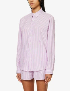 Striped Relaxed-fit Woven Shirt -Reis Clothing Shop R04205010 LILAC ALT02