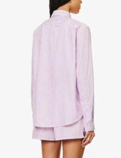 Striped Relaxed-fit Woven Shirt -Reis Clothing Shop R04205010 LILAC ALT03