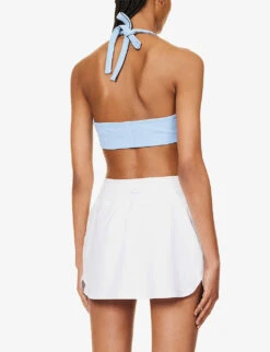 Lacoste X Sporty & Rich Halterneck Stretch-woven Top -Reis Clothing Shop R04205196 PANORAMAMARINE ALT03