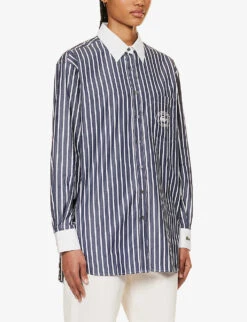 Lacoste X Sporty & Rich Striped Cotton-poplin Shirt 8 Lacoste X Sporty & Rich Striped Cotton-poplin Shirt -Reis Clothing Shop R04205203 MARINEFARINE ALT02