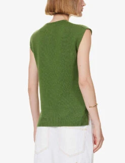 ME AND EM V-neck Relaxed-fit Wool-blend Vest -Reis Clothing Shop R04205689 GREEN ALT03