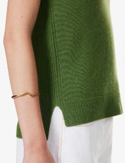 ME AND EM V-neck Relaxed-fit Wool-blend Vest -Reis Clothing Shop R04205689 GREEN ALT05